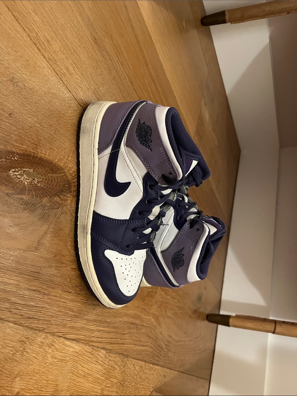 Nike Purple and White High-Top Sneakers